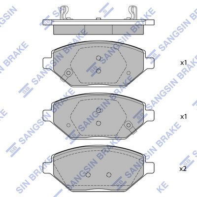 Комплект тормозных колодок, дисковый тормоз SANGSIN SP4278