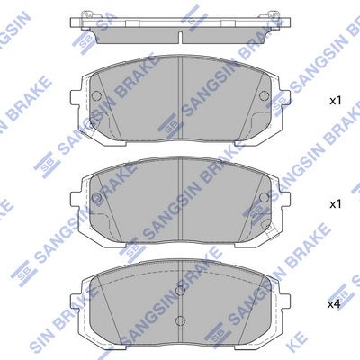 Комплект тормозных колодок, дисковый тормоз SANGSIN SP4334SD