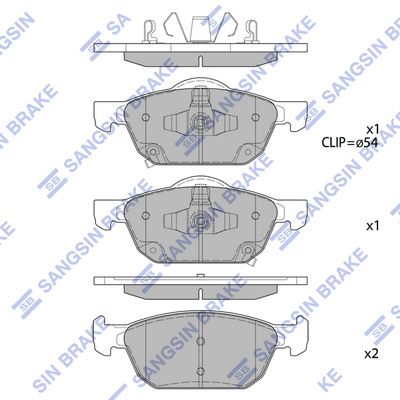 Комплект тормозных колодок, дисковый тормоз SANGSIN SP4365