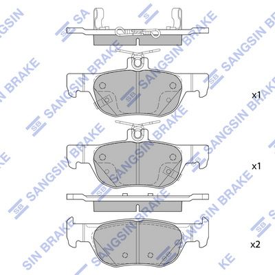 Комплект тормозных колодок, дисковый тормоз SANGSIN SP4382