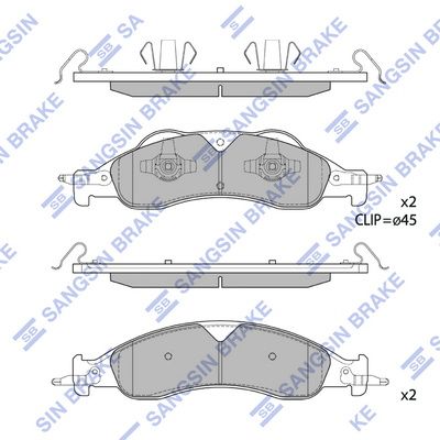 Комплект тормозных колодок, дисковый тормоз SANGSIN SP4383