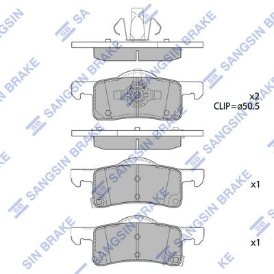 Комплект тормозных колодок, дисковый тормоз SANGSIN SP4387