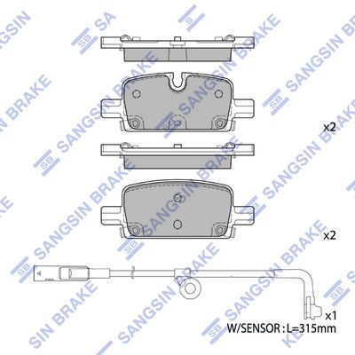 Комплект тормозных колодок, дисковый тормоз SANGSIN SP4395