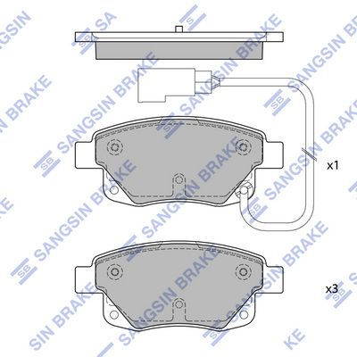 Комплект тормозных колодок, дисковый тормоз SANGSIN SP4404