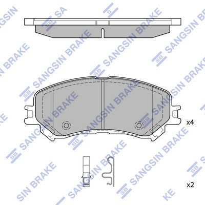 Комплект тормозных колодок, дисковый тормоз SANGSIN SP4408