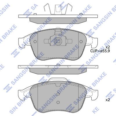 Комплект тормозных колодок, дисковый тормоз SANGSIN SP4418