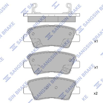 Комплект тормозных колодок, дисковый тормоз SANGSIN SP4458