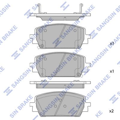 Комплект тормозных колодок, дисковый тормоз SANGSIN SP4464