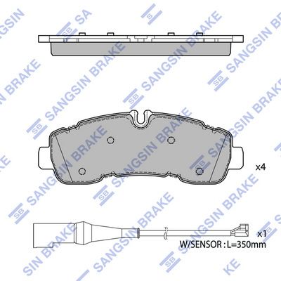 Комплект тормозных колодок, дисковый тормоз SANGSIN SP4483