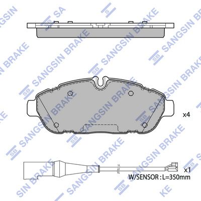 Комплект тормозных колодок, дисковый тормоз SANGSIN SP4485