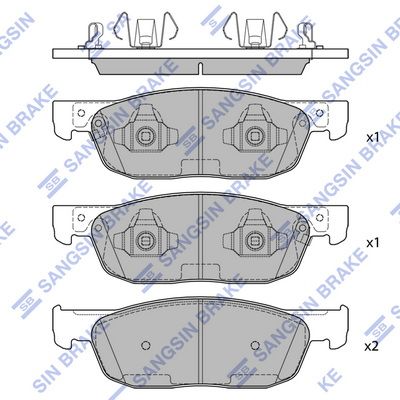 Комплект тормозных колодок, дисковый тормоз SANGSIN SP4514