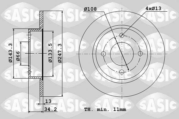 Тормозной диск SASIC 2464R84J