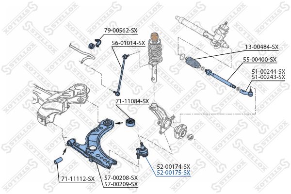 Шарнир независимой подвески / поворотного рычага STELLOX 5200175SX