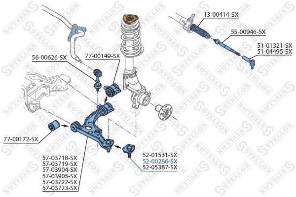 Шарнир независимой подвески / поворотного рычага STELLOX 5200286SX