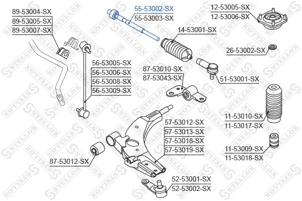 Осевой шарнир, рулевая тяга STELLOX 5553002SX