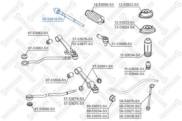 Осевой шарнир, рулевая тяга STELLOX 5553012SX