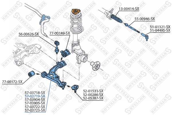 Рычаг независимой подвески колеса, подвеска колеса STELLOX 5703719SX