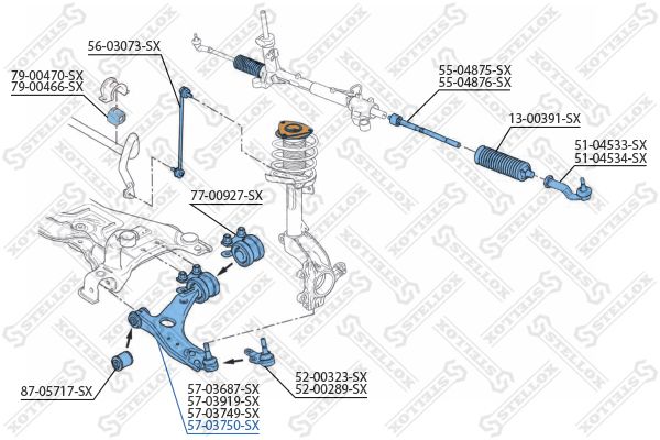 Рычаг независимой подвески колеса, подвеска колеса STELLOX 5703750SX
