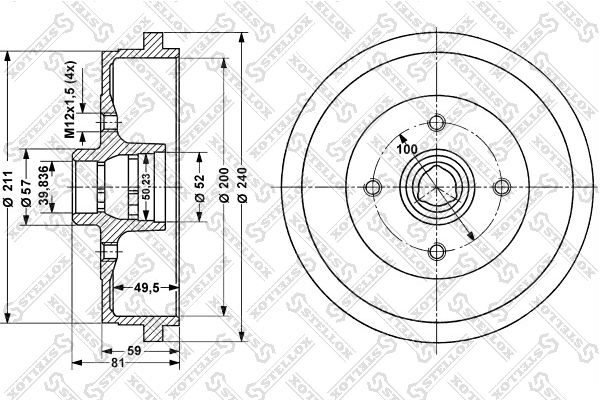 Тормозной барабан STELLOX 60254709SX