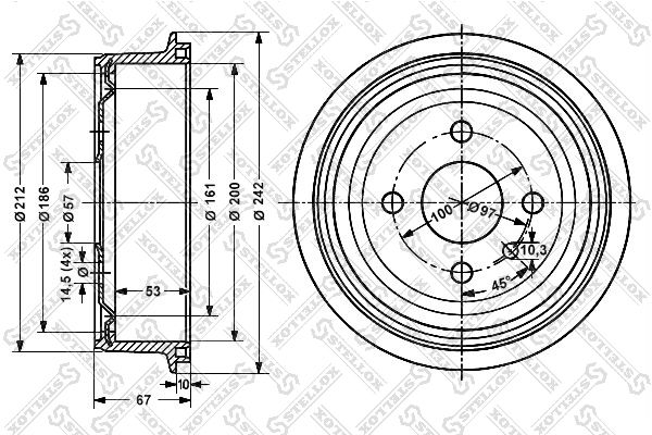 Тормозной барабан STELLOX 60259905SX