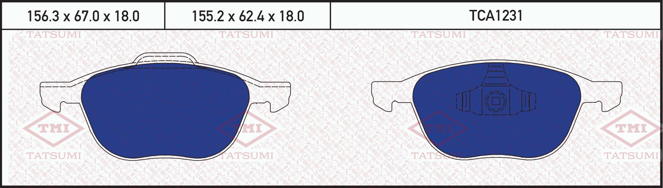 Колодки Тормозные Перед Ford Focus/C-Max 03-> Mazda 3 03-> Volvo S40 03-> TATSUMI TCA1231