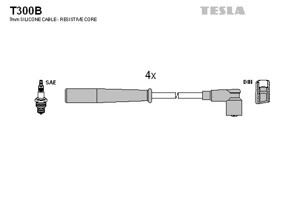 Комплект проводов зажигания TESLA T300B