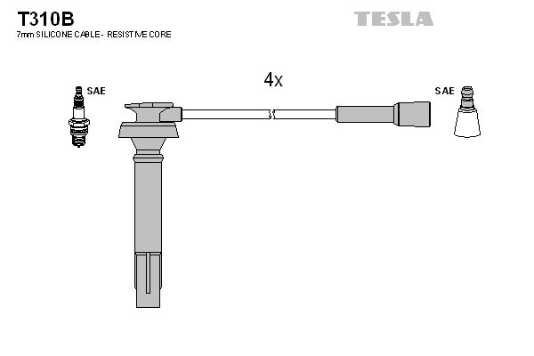 Комплект проводов зажигания TESLA T310B
