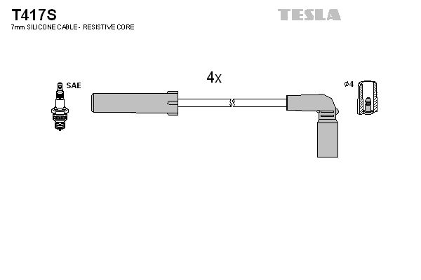 Комплект проводов зажигания TESLA T417S