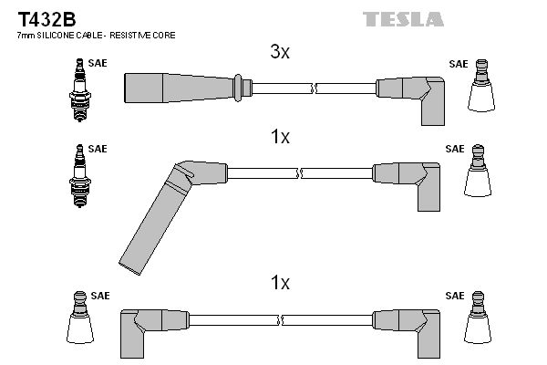 Комплект проводов зажигания TESLA T432B
