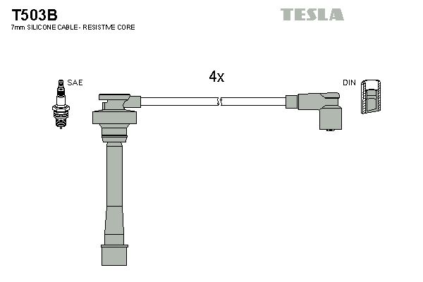 Комплект проводов зажигания TESLA T503B