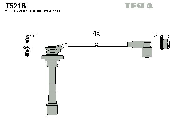 Комплект проводов зажигания TESLA T521B