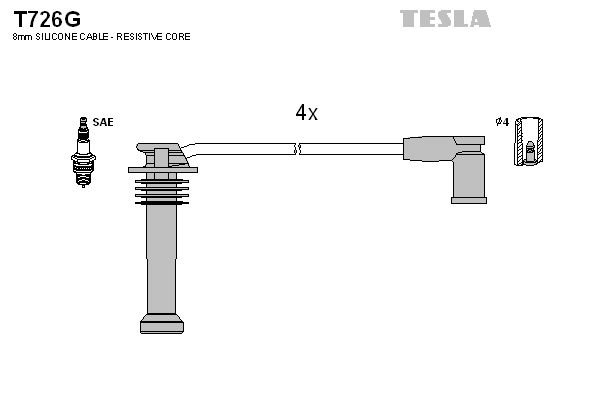 Комплект проводов зажигания TESLA T726G