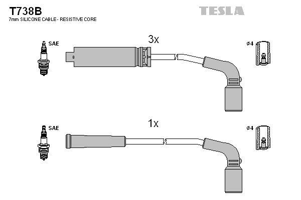 Комплект проводов зажигания TESLA T738B