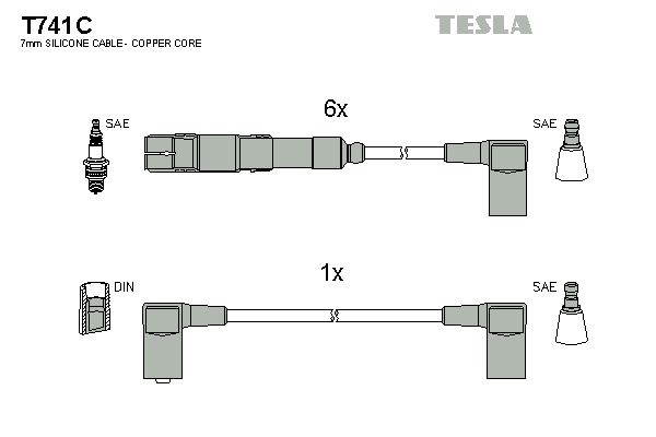 Комплект проводов зажигания TESLA T741C