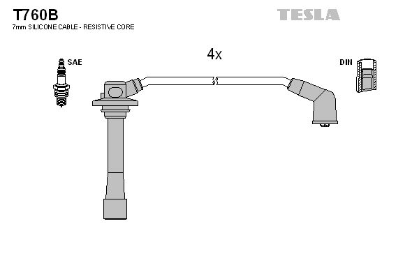 Комплект проводов зажигания TESLA T760B