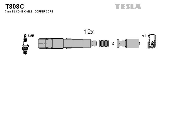 Комплект проводов зажигания TESLA T808C