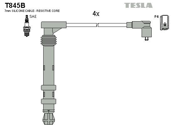 Комплект проводов зажигания TESLA T845B