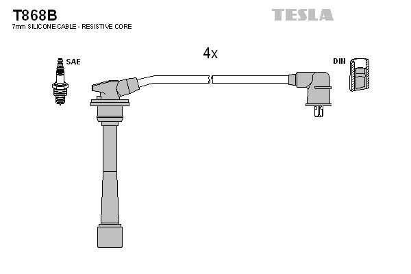 Комплект проводов зажигания TESLA T868B