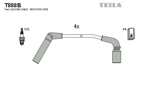 Комплект проводов зажигания TESLA T888B