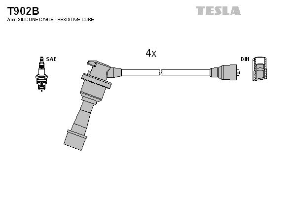Комплект проводов зажигания TESLA T902B