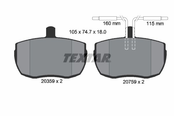 Комплект тормозных колодок, дисковый тормоз TEXTAR 2035907