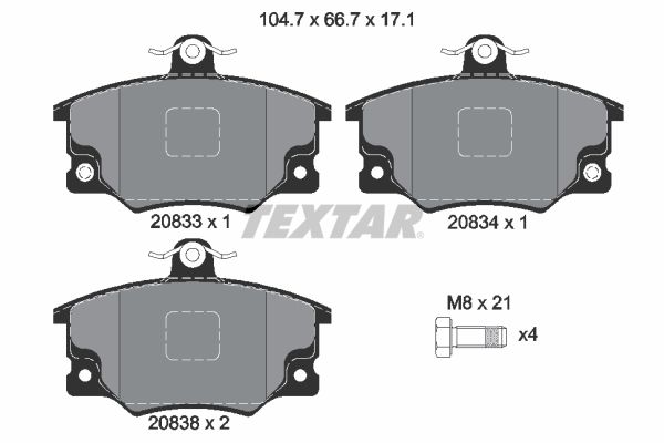 Комплект тормозных колодок, дисковый тормоз TEXTAR 2083302