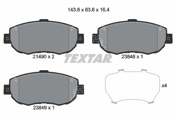 Комплект тормозных колодок, дисковый тормоз TEXTAR 2149001