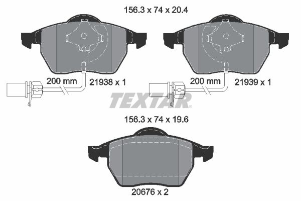 Комплект тормозных колодок, дисковый тормоз TEXTAR 2193801