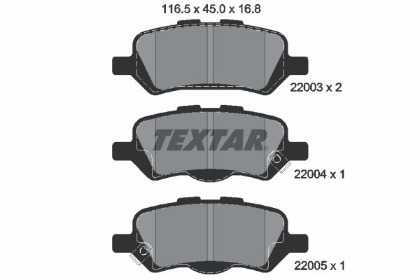 Комплект тормозных колодок, дисковый тормоз TEXTAR 2200301