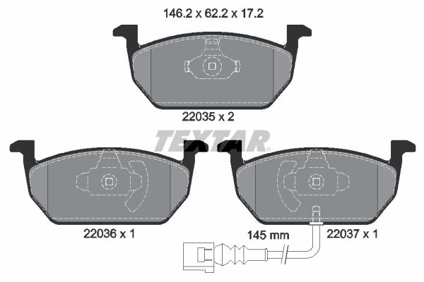 Комплект тормозных колодок, дисковый тормоз TEXTAR 2203501