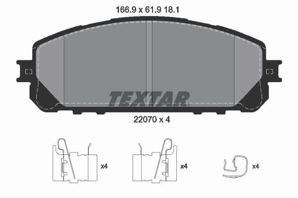 Комплект тормозных колодок, дисковый тормоз TEXTAR 2207001