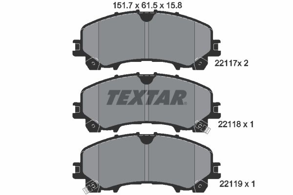 Комплект тормозных колодок, дисковый тормоз TEXTAR 2211701