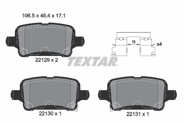 Комплект тормозных колодок, дисковый тормоз TEXTAR 2212901