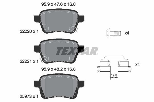 Комплект тормозных колодок, дисковый тормоз TEXTAR 2222001